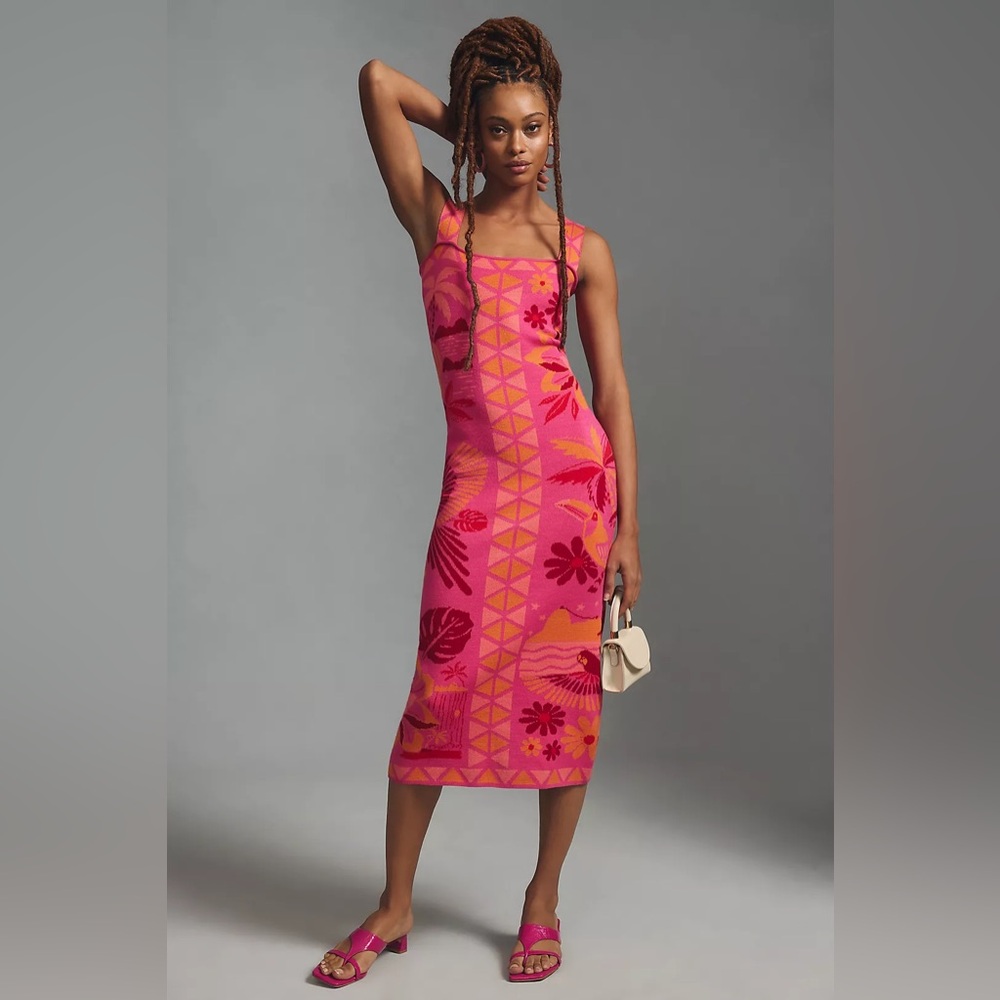 NWOT Farm Rio Square Neck Sweater Dress XL